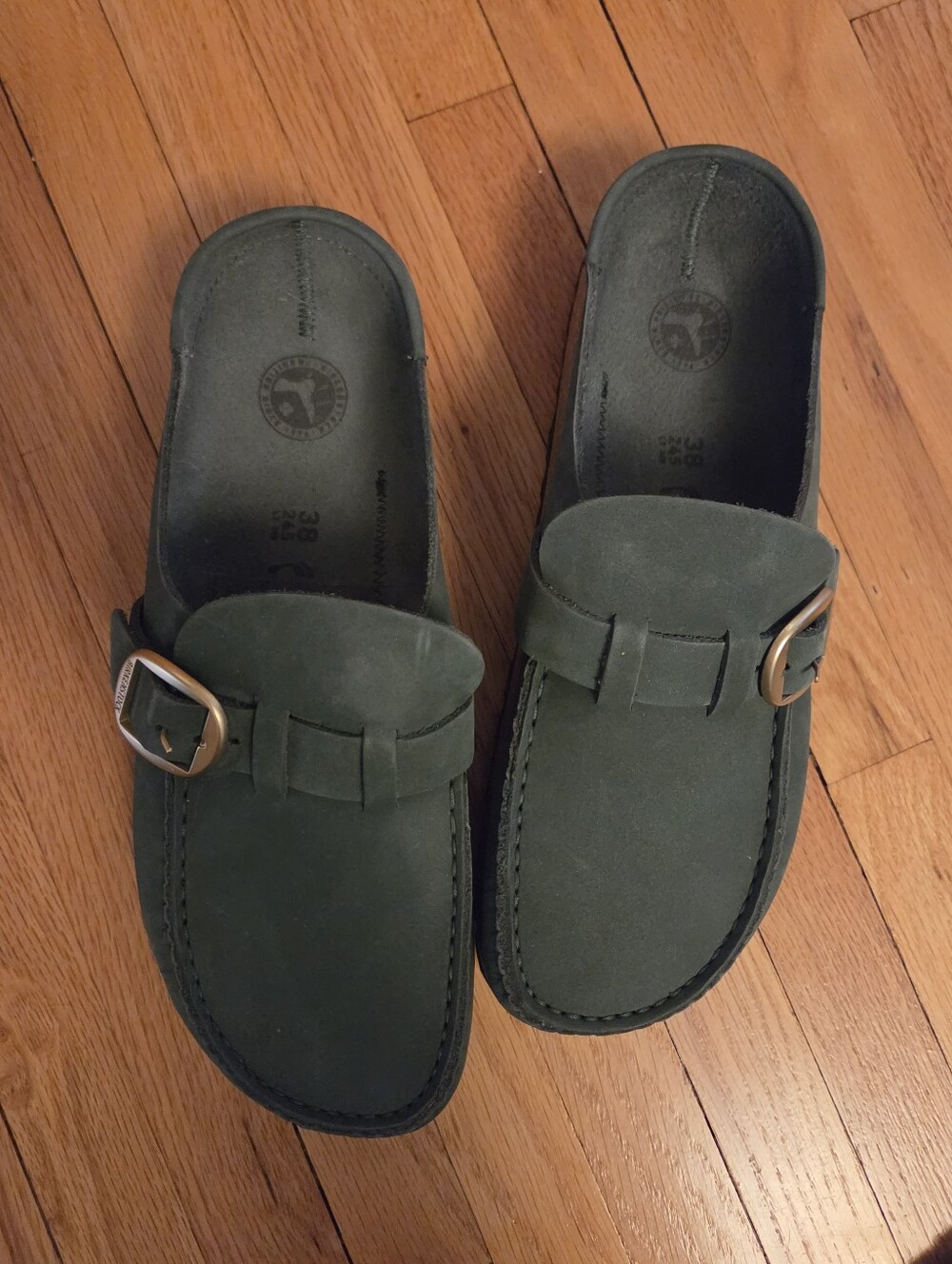 Birkenstock Green Slip-On Buckle Loafers sz 38